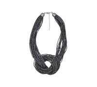 Steuer Modeschmuck Collierkette Vielreihig aus kleinen Perlchen, großer Knoten in der Mitte Einheitsgröße