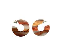 Paar Creolen STEUER "Holz Acryl grau", Damen, Gr. one-size, Messing, bunt (mehrfarbig), Ohrringe (43774916-0) mehrfarbig