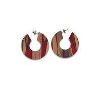 Paar Creolen STEUER "Holz Acryl rot", Damen, Gr. one-size, Messing, bunt (mehrfarbig), Ohrringe (45130037-0) mehrfarbig