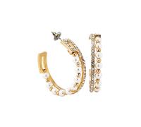 Paar Creolen STEUER "Kunststoff goldfarben Glänzend Perle Strass", Damen, Gr. one-size, Kunststoff, gelb (gelb, weiß), Ohrringe (96617122-0) gelb, weiß