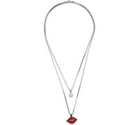 Steuer Modeschmuck Damen Anhänger mit Kette Metall 60cm Glänzend Kristall Silbergrau 445050085