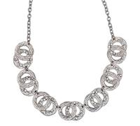 Steuer Modeschmuck Damen Collierkette Metall 52 Gehämmert Glasstein Silbergrau 445050005