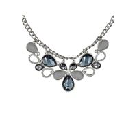 Collierkettchen STEUER "Metall silberfarben mit Blüten-Zierde grau/weiß", silber (silbergrau), Halsketten, Damen, 48cm, Metall, L: 48 B: 10,7mm, glänzend, Collier, B:10,7mm (22453619-0) silbergrau
