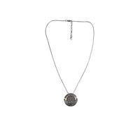 Lange Kette STEUER "Halskette, silberfarben, mit rundem Anhänger", grau, Halsketten, Damen, 45+5cm, Metall, L: 50 B: 30mm, glänzend, B:30mm (70167807-0) grau