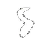 Lange Kette STEUER "Lange Metall Kette mit Zierelementen rhodiumfarben", grau (silbergrau), Halsketten, Damen, 110cm, Metall, L: 110, Halskette (61426336-0) silbergrau