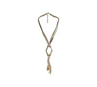Steuer Modeschmuck Kette mehrreihig beige mit goldfarbener Zierde Einheitsgröße