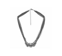 Collierkettchen STEUER "mehrreihig mit Ringen teilweise mit Glassteinen", silber, Halsketten, Damen, 54cm, Metall, L: 54 B: 19mm, glänzend, B:19mm (85439331-0) silber