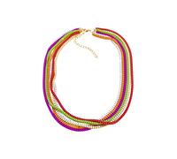 Lange Kette STEUER "Metal multi mehr reihig pink, grün, orange, rot, gold, weiß", bunt, Halsketten, Damen, 48+10cm, Metall, L: 58 B: 18mm, glänzend, B:18mm (39650226-0) bunt