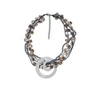 Lange Kette STEUER "Metall Muschelcollier naturtöne, mehrreihig mit Mittelteil", bunt (mehrfarbig), Halsketten, Damen, 52,5cm, Metall, L: 52,5 B: 65mm, Halskette Statementkette, B:65mm (84026409-0) me