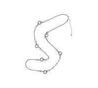 Steuer Modeschmuck Kette Metallkette rhodiumfarben mit Ringzierde und Straß Einheitsgröße