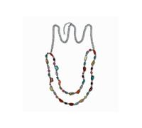 Lange Kette STEUER "Modekette Muschel multi color", silber (silbergrau), Halsketten, Damen, 99cm, Metall, L: 99, glänzend (16463454-0) silbergrau