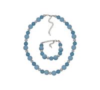 Collierkettchen STEUER "Set Armband und Collier Acrylperlen blau", weiß, Halsketten, Damen, 48cm, Metall, L: 48 B: 14mm, B:14mm (10840045-0) weiß