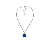 Lange Kette STEUER "silberfarbene Kette, Anhänger blauer Katzenaugenstein", blau, Halsketten, Damen, 45+5cm, Metall, L: 50 B: 25mm, glänzend, B:25mm (49084139-0) blau