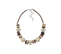 Steuer Modeschmuck Kette Textil Holz Metall braun Einheitsgröße