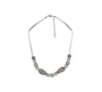 Collierkettchen STEUER "Textil Metal glanz poliert Glasstein weiß", weiß, Halsketten, Damen, 59cm, Metall, L: 59 B: 18mm, glänzend, B:18mm (65232905-0) weiß