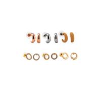 Steuer Modeschmuck Ohrstecker Set Metall 6 Paar glanz Straß weiß vergoldet gelb rot rhodiniert Einheitsgröße