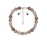 Steuer Modeschmuck Schmuck-Set Perl-Set aus Halskette und Ohrsteckern aus Metall mit mehrfarbigen Perlen Einheitsgröße