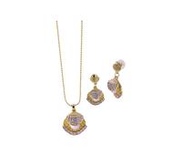 Kette mit Anhänger STEUER "Muschelset Anhänger mit Ohrsteckern", gelb, Halsketten, Damen, 55cm, Metall, L: 55 B: 22mm, glänzend, B:22mm (87070138-0) gelb