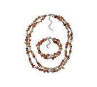 Collierkettchen STEUER "Set aus Collier und Armband 2 -reihig Achatsplitter", braun, Halsketten, Damen, 59cm, Metall, L: 59, glänzend (96611744-0) braun