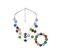Steuer Modeschmuck Damen Schmuckset Metall 49cm Glänzend Glasstein Mehrfarbig 445000065