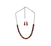 Paar Ohrhänger STEUER "Set aus Collier und Ohrhänger Bernstein braun", Damen, Gr. one-size, Metall, braun (mittelbraun), Ohrringe (90672454-0) mittelbraun