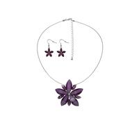 Paar Ohrhaken STEUER "Set aus Collier und Ohrhaken Blüte lila", Damen, Gr. one-size, Metall, lila (violett), Ohrringe (41294361-0) violett