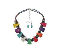 Paar Ohrhänger STEUER "Set aus Collier und Ohrhaken multicolor", Damen, Gr. one-size, Metall, bunt (mehrfarbig), Ohrringe (95438932-0) mehrfarbig