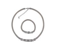 Collierkettchen STEUER "Metall 48+7,0cm + 19,0cm Stretch Mesh Kugeln Metall", silber (silbergrau), Halsketten, Damen, 55cm, Metall, L: 55 B: 6mm, B:6mm (12152235-0) silbergrau