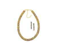 Steuer Modeschmuck Set Kette Ohrringe Metall 40+6,0cm glanz Glasstein multi Einheitsgröße