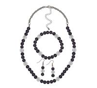 Steuer Set Collier Armband Ohrhaken Metall Amethyst lila Damen