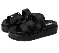 Steve Madden Damen Bigmayven Keilsandale, Schwarz Leder, 39 EU