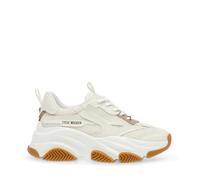 Steve Madden Possession POSS03S1 Weisse Gummi-Damenschuhe, Turnschuhe, Stoff-Keilschnürsenkel 38