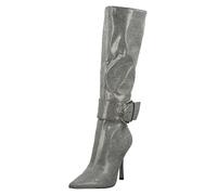 High-Heel-Stiefel STEVE MADDEN "STEVE MADDEN Stiefel Lederimitat", Damen, Gr. 38, silber, Lederimitat, casual, Schuhe (91289139-38) silber