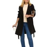 Steve Madden Trenchcoat für Damen - Zweireihiger langer Wintermantel aus Kunstwolle, Schwarz, XS