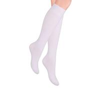 STEVEN Kniestrümpfe Mädchen I I Extra Fein Gekämmter Baumwolle Kniehohe Socken I Zwanglos oder Offiziell Lange Universelle Socken I Größe EU32, EU33, EU34 I Weiß