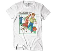 Steven Rhodes Let's Run Away from Our Problems T-Shirt White-L