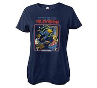 Steven Rhodes Offizielles Lizenzprodukt Don't Sit Too Close to The Television Frauen T-Shirt (Marineblau), Large