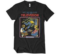 Steven Rhodes Offizielles Lizenzprodukt Don't Sit Too Close to The Television Herren-T-Shirt (Schwarz), Large