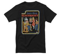 Steven Rhodes Offizielles Lizenzprodukt Learn About Electricity Herren-T-Shirt (Schwarz), Small
