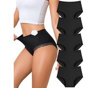 Sth Big Baumwolle Unterhosen Damen Hohe Taille Spitzen Unterwäsche Frauen Bequeme High Waist Slip Baumwoll Unterwäsche Spitze Schlüpfer Damen Mehrpack Schwarz （XXL）