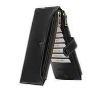 Stibtmr Geldbörse für Damen, Geldbörse aus Kunstleder, tragbar, Brieftasche mit Kreditkartenfächern | für Karten, ID, Schlüssel, Bank, Kreditkarte, Helm, Lippenstift, Reisen, Business, Schwarz , Se