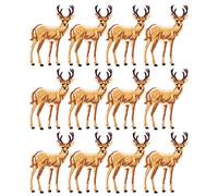Stickapplikation 12 Stück Stickstoff Aufbügelbare Deer Patches, 8x5.5cm, Umweltfreundlich und Vielseitig - Praktischer Stoff Aufnäher, Ideal für Kleidung und Taschen DIY