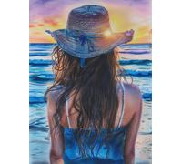 Stickbilder Kreuzstich,Stickpackung Stickbild Stickvorlage Sticken Stickset Das Skizze Mädchen, Gemalte Landschaft Neujahrs Home Decor Kreativität Geschenke 11Ct (Vorgedruckte Leinwand) Di 50x70cm