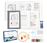 Stickbuch zum Selber Sticken,Embroidery Stitche Book,Stickerei Set Anfänger, Stickstichbuch Set mit Anleitung &Verpackungskarton,Nähpraxis-Leitfaden enthält Mehrere Stiche für Bastelbegeisterte