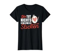 Sticken Handarbeit Sticken Humor DIY Basteln Preisgünstiges Grafik-T-Shirt, Damen, Schwarz, S