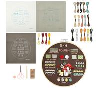 Sticken Set Erwachsene, Stickset für Anfänger Zum Erlernen Von 40 Verschiedenen Stichen, Pflanzen Embroidery Kit Kreuzstich Set Enthält Kattun Faden Nadel Stickrahmen Schere Einfädler Nahttrenner