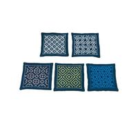 Stickerei, Nadelarbeit-Set, 5 Stück Untersätze, japanische traditionale Stickarbeit “Sashiko“, dunkelblau, Made in Japan