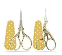 Stickerei Schere Kleine, 2PCS Edelstahl Handwerk Schere zum Nähen Gewinde Nadelarbeit Handwerk Trimmen mit gefälschter Leder Schere Abdeckung (Gold)