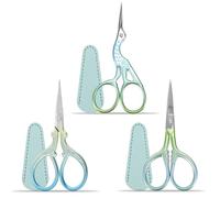 Stickerei Schere Kleine 3PCS, Edelstahl Handwerk Schere zum Nähen Gewinde Nadelarbeit Handwerk Trimmen mit gefälschter Leder Schutzabdeckung - Blau