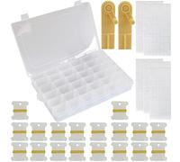 Stickgarn Organizer Box,Aufbewahrungsbox für Stickgarne 36 Fächer mit 200 Plastik Stickgarn Spulen und 256 leeren Aufklebern 2 Garnwickler, für Handwerk, DIY Stickerei, Nähgarnaufbewahrung